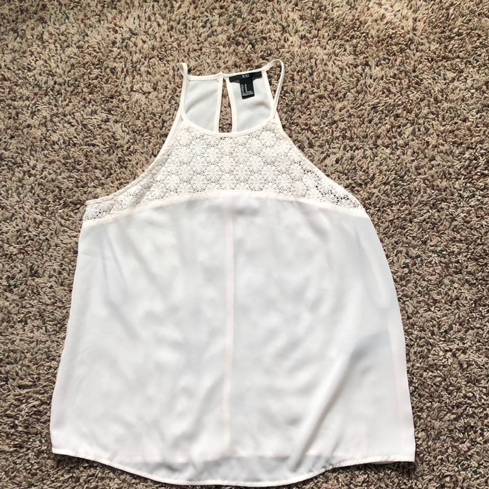 A white lace sheer top